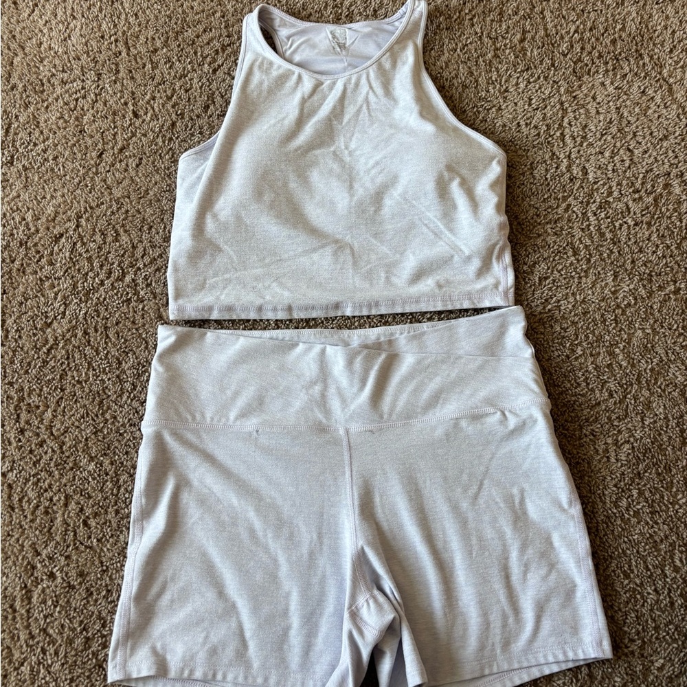 Light purple Athletic Crop Top and short Set